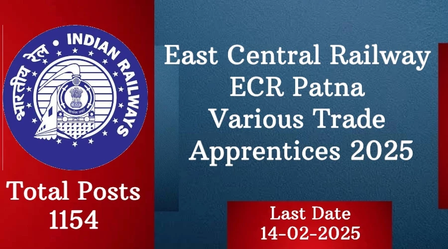 East Central Railway ECR Patna Various Trade Apprentices 2025